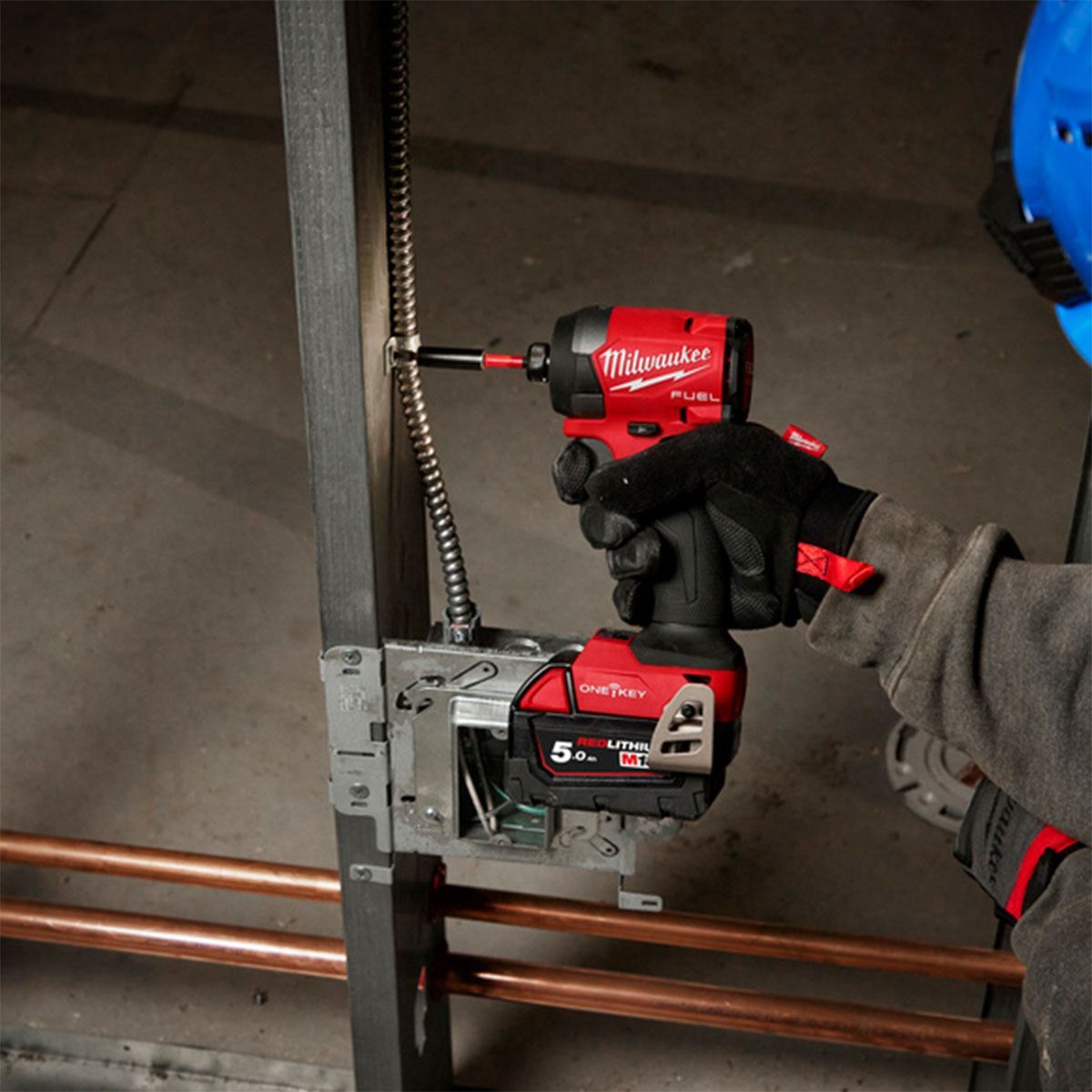 Milwaukee M18ONEID3-0X 18V Fuel One-Key Brushless 1/4" Impact Driver with 1 x 5.0Ah Battery Charger & Empty Tool Box (Without Inlay)