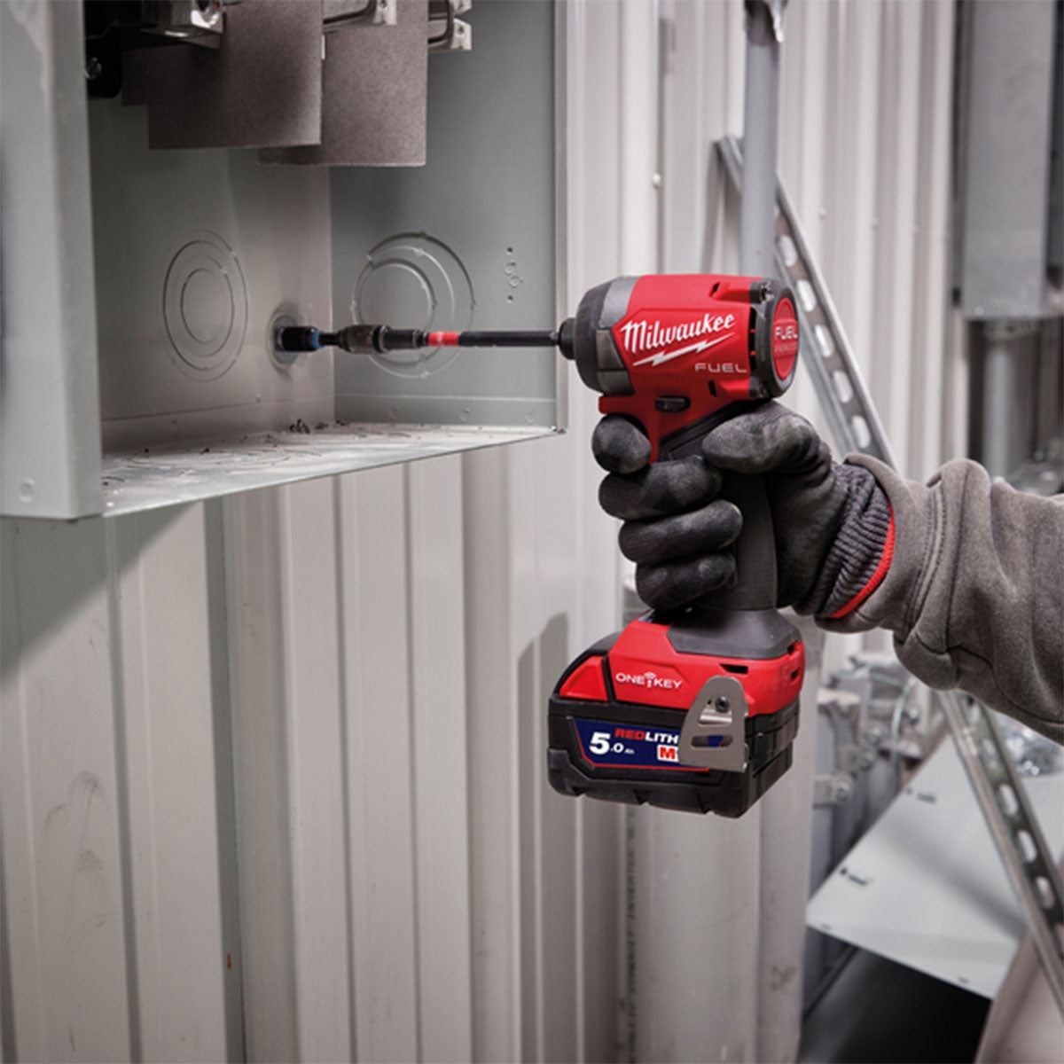 Milwaukee M18ONEID3-0X 18V Fuel One-Key Brushless 1/4" Impact Driver with 1 x 5.0Ah Battery Charger & Empty Tool Box (Without Inlay)