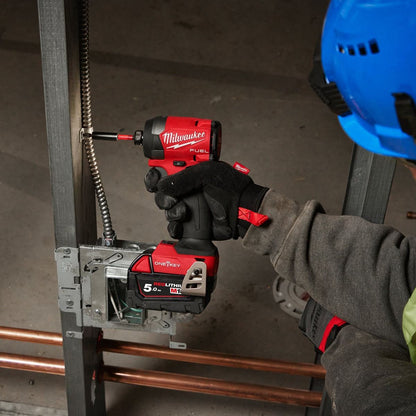 Milwaukee M18ONEID3-502X FUEL 18V Brushless 1/4" Impact Driver with 2 x 5.0Ah Batteries, Charger & Empty Tool Box (Without Inlay)